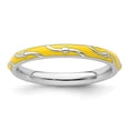 thumbnail image 4 of Auriga 925 Sterling Silver Yellow Enamel Ring for Women Size- 5, 4 of 6