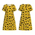 thumbnail image 3 of Bixox Robe d'Été à Manches Courtes pour Femmes Robe Ample Longueur Genou avec Poches-Dinosaure, 3 of 7
