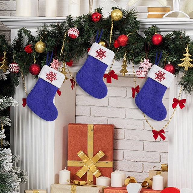 Adornos colgantes de Navidad, decoraciones navideñas, regalos de Navidad, medias de punto, medias de lana, pata de perro bordada, copo de nieve, bolsa de regalo de dulces para niños, bolsa de regalo,