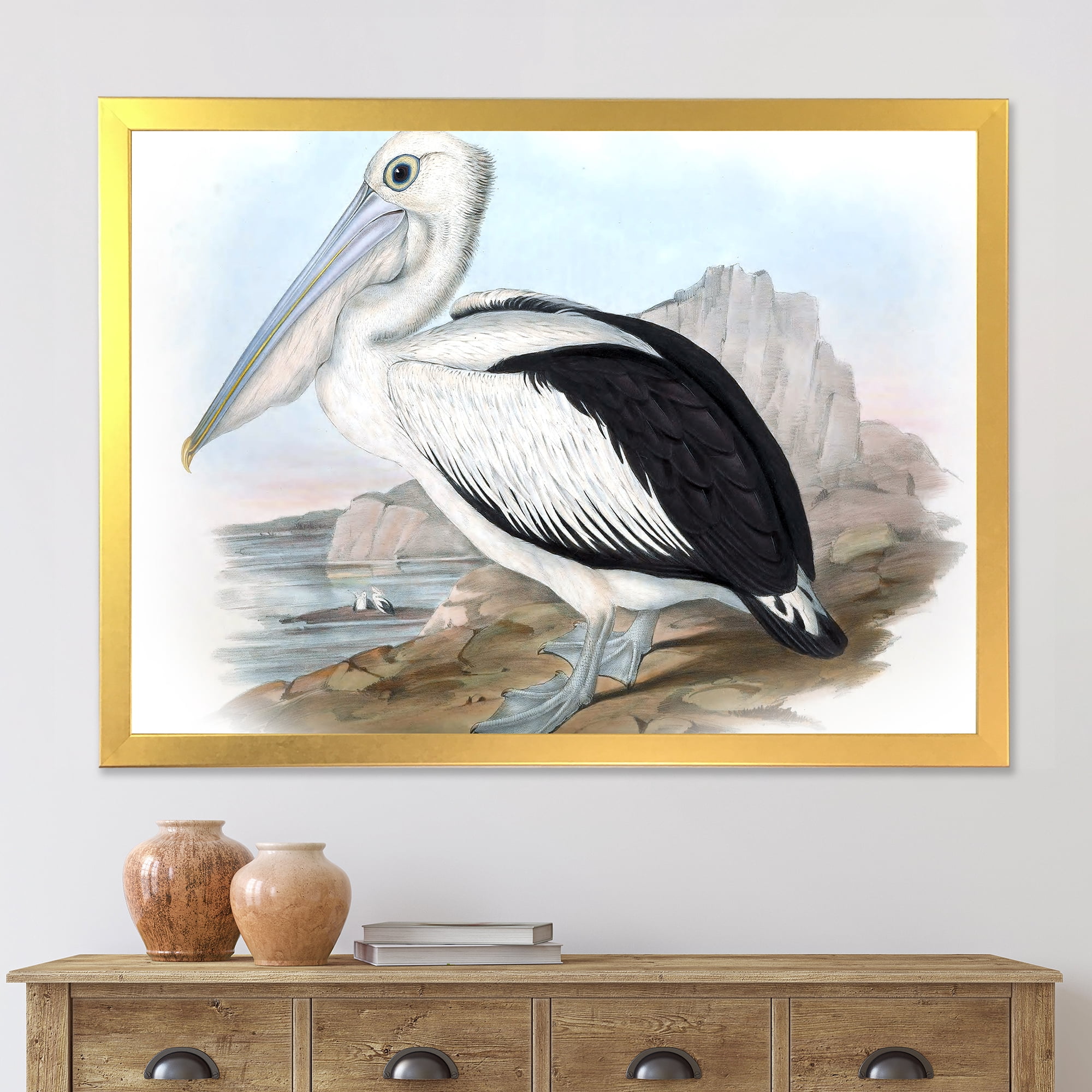 Designart 'Ancient Australian Birds VIII' Traditional Framed Art Print