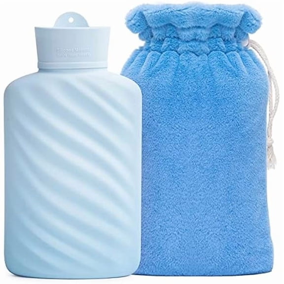 Fu997 Microwaveable Silicone Hot Water Bottle with Cover(1 Liter), Innovative BPA-Free Silicone Hot Water Bag Hot Water Bottles for Pain Relief, Hot & Cold Therapies-Gift for Women Children Elderly