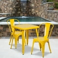 thumbnail image 2 of Flash Furniture Owen Commercial Grade 23.75" Square Yellow Metal Indoor-Outdoor Table Set with 2 Stack Chairs, 2 of 5