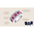 thumbnail image 4 of PEORA Sterling Silver Princess Cut Created Ruby Anniversary Ring Band Wide Width 2 Carats Size 6, 4 of 6