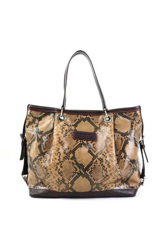 Pre-Owned Longchamp handbag embossed leather brown ladies h31118j (Good)