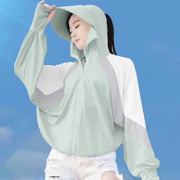 TaTaai Womens UPF 50+ Sun Protection Hooded Jacket Long Sleeve Lightweight Windbreaker Quick Dry Breathable Outdoor Running Hiking Summer Wear Gift