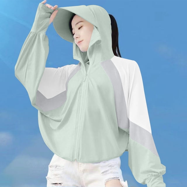 TaTaai Womens UPF 50+ Sun Protection Hooded Jacket Long Sleeve Lightweight Windbreaker Quick Dry Breathable Outdoor Running Hiking Summer Wear Gift