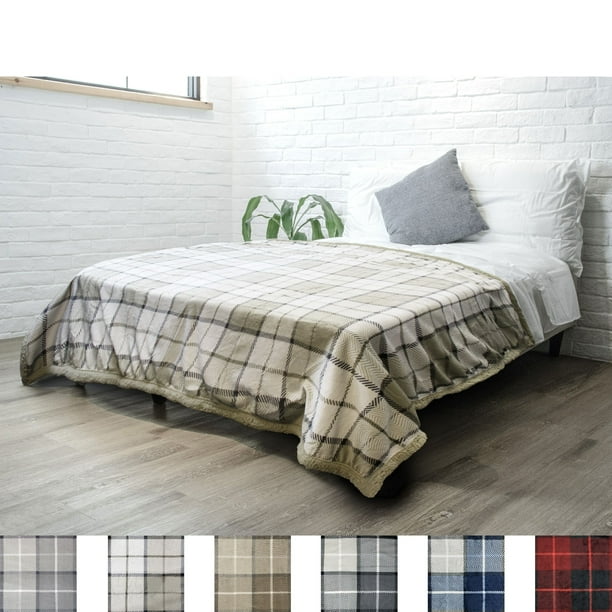 pavilia premium sherpa twin size blanket plaid design flannel fleece