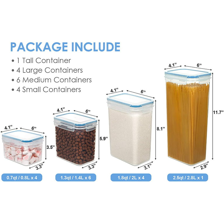 Airtight Food Storage Containers Set with Lids, 15pcs BPA Free Plastic Dry Food  Canisters for Kitchen Pantry Organization and Storage, Dishwasher  safe,Include 24 Labels, Black