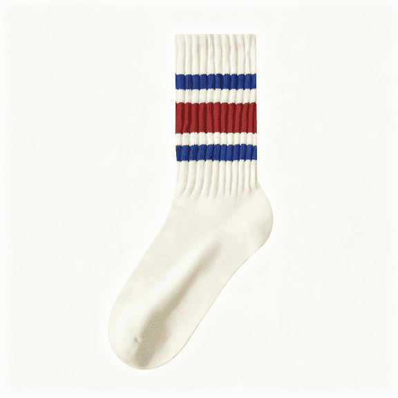 TELOLY Retro Striped Novelty Socks for Women Vintage Casual Crew Socks Sporty Calf Socks Cotton Socks Women Tube Socks