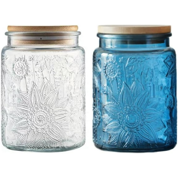 Vintage Glass Jar, Candy Jar with Lid, 23.7 FL OZ Vintage Colored Mason Jar for Kitchen Decorative Jar for Coffee Tea Candy Cookies, Cute Jar