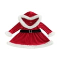 thumbnail image 1 of Robe à Capuchon de Noël pour Fille, Manches Longues, Robe en Peluche à Empiècements avec Ceinture, 1 of 9