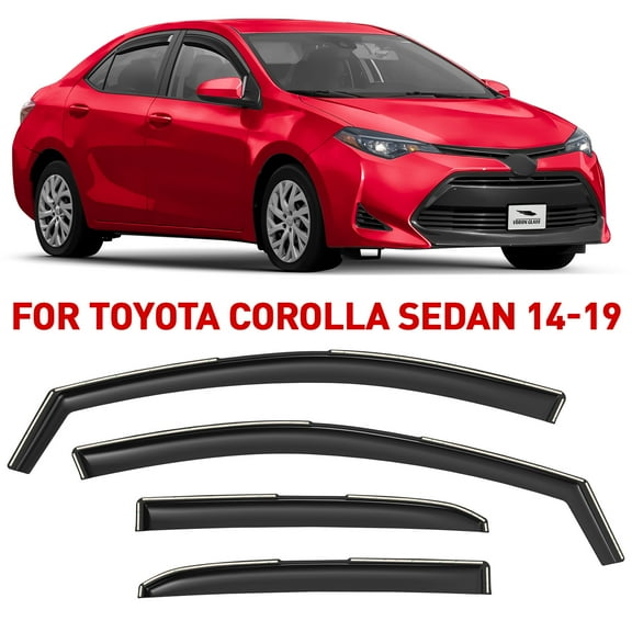 Voron Glass in-Channel Extra Durable Rain Guards for Toyota Corolla 2014-2019 Sedan, Window Deflectors, Vent Window Visors, 4 Pieces - 200558