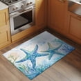 thumbnail image 2 of 2x3 Ft Entryway Area Rug, Teal Blue Summer Coastal Kitchen Rug Runner Washable Floor Mat, Ocean Watercolor Coral Starfish Non Slip Indoor Door Mat Throw Carpet for Bathroom Living Room Bedroom, 2 of 8