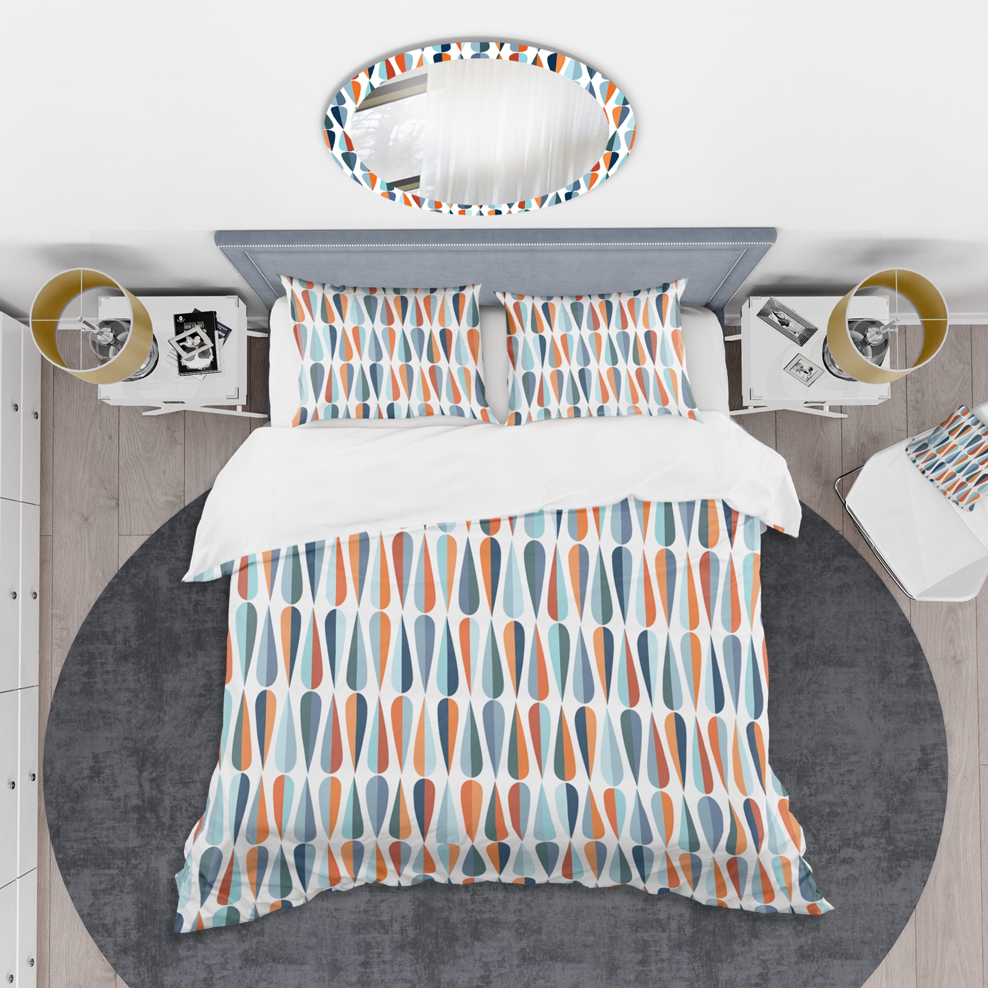 Designart 'Retro Abstract Drops V' Mid-Century Modern Duvet Cover Set
