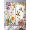 thumbnail image 2 of Spring Floral Sheer Curtains 84 Inch Length 2 Panels Set, Summer Botanical Birds Colorful Vintage Voile Window Treatment Rod Pocket Curtains Sheers Drapes for Bedroom/Living Room/Kitchen 52"x84"x2, 2 of 7
