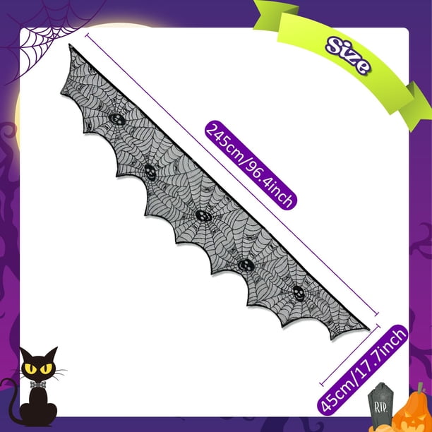 Halloween Stove Towel Curtain Spider Web Bat Skeleton Black Fireplace Cover Tablecloth Halloween Party Supplies Decoration