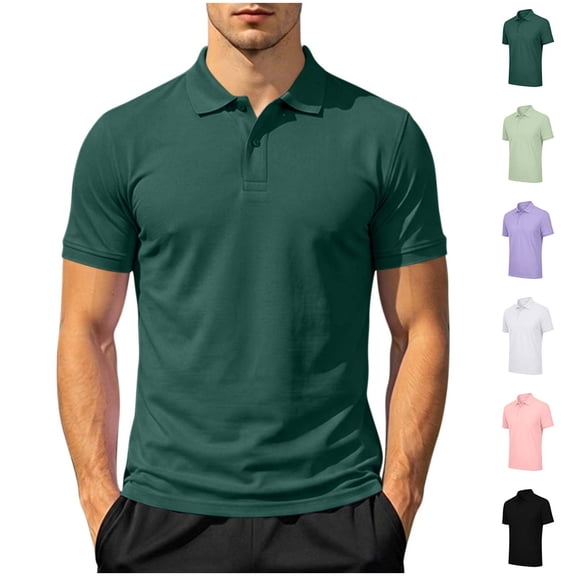 Fanshiluo Men's Collared Short Sleeve Polo Shirt, Casual Solid Basic Golf T-Shirt,Size:L,Big and Tall Men