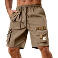thumbnail image 3 of Ofertas del día Liquidación DDAPJ pyju Mens Cargo Sweat Shorts Drawstring Elastic Waist Jogger Athletic Shorts Lightweight Stretch Workout Gym Shorts with Multi Pockets Khaki M, 3 of 9
