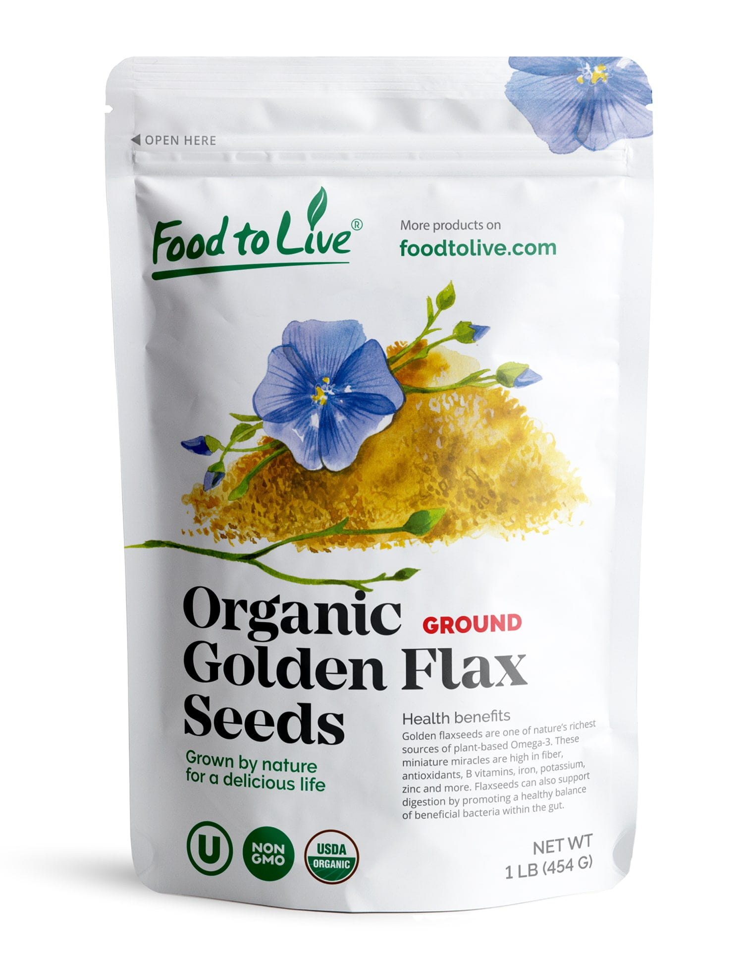 Food To Live Organic Ground Golden Flaxseed (ColdMilled, Raw Flax