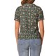 thumbnail image 3 of BLUSA DE BOTONES CHIC PARA MUJER CON MANGAS CORTAS Y PUFF, CUELLO TURNDOWN, ESTAMPADO FLORAL, ALGODÓN, TALLA XS, VERDE EJÉRCITO, 3 of 5