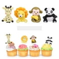 thumbnail image 1 of KAKOWELY 4 piezas de adornos para tartas de animales para cumpleaños infantiles (panda, león, mono, jirafa), 1 of 1