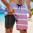 thumbnail image 2 of Men's Casual Beach Sports Plus Size Fashion Gradient Striped Double Layer Beach Pants, Compression Lined, 2 of 4