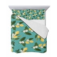 thumbnail image 7 of Quilts Full Size Bedding Set, Lemons Leaves Lightweight Quilted Comforter, Summer Fruits Floral Botanical Teal Green Soft Reversible Bedspread Coverlet with Pillow Covers for All Season, 78" x 90", 7 of 7