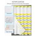 thumbnail image 2 of No Hook Cloth Fabric Shower Curtain with Snap in Liner, Yellow Grey White Waterproof Shower Curtains Set with See Through Top Window, Abstract Geometric Ocean Wave Stripe Bath Curtains Shower 36"x72", 2 of 6