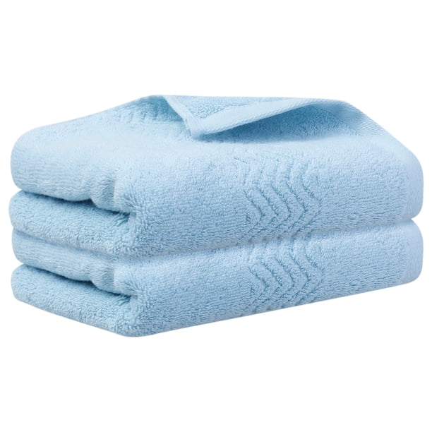 Toallas de mano de patrón de textura en olas REGALWOVEN, paquete de 2, toallas de algodón altamente absorbentes para hoteles, spa Azul 13" x 30"