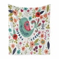 thumbnail image 1 of Folk Soft Flannel Fleece Throw Blanket, Cartoon of Ornate Bird with Abstract Flowers Print, Cozy Plush for Indoor and Outdoor Use, 60" x 80", Multicolor, by Ambesonne, 1 of 5