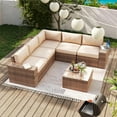 Aoxun 6-Piece Large Deck Patio Furniture Set, Outdoor Rattan Sectional
