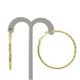 thumbnail image 2 of X & O Women's 14K Yellow Gold Plated 50mm Polished and Diamond Cut Hoop Earrings, 2 of 7