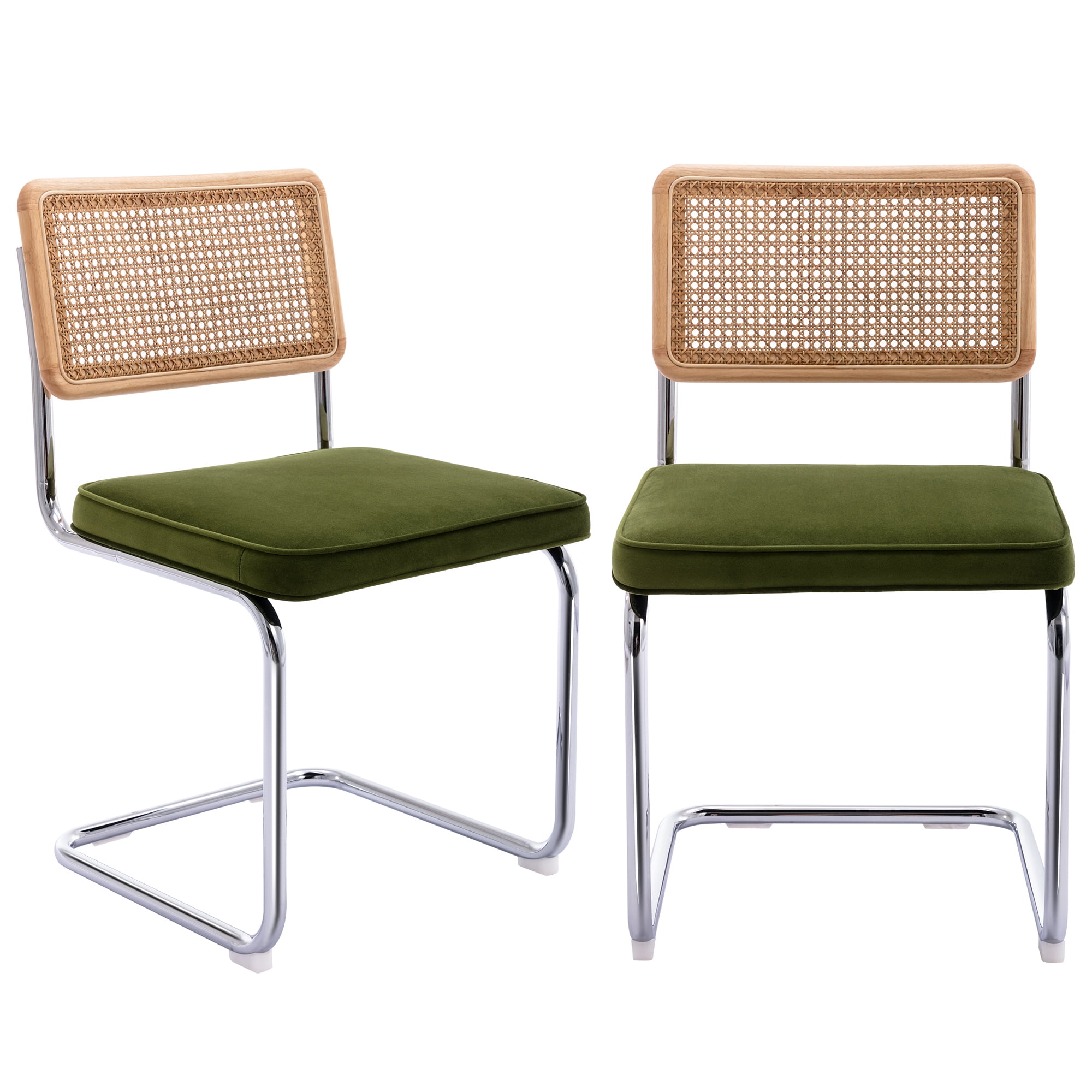 Buy ONEVOG MidCentury Modern Rattan Dining Chairs, Velvet Upholstered Kitchen Side Chair with