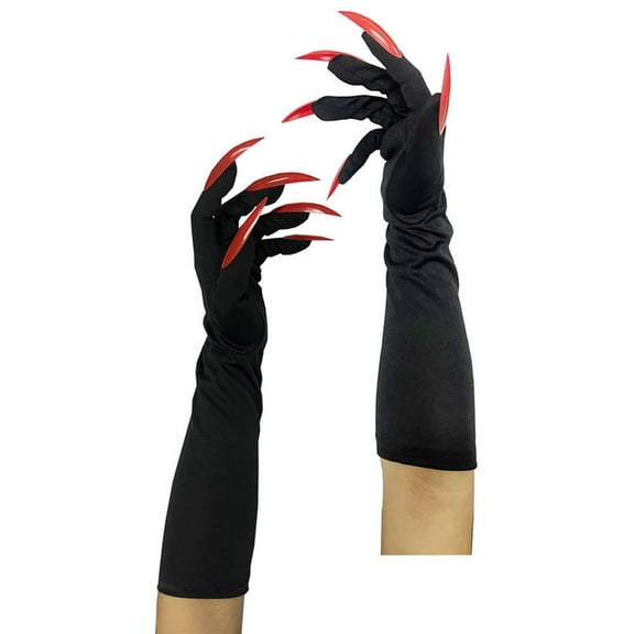 Halloween Cosplay Toys Long Paw Gloves With Scary Nails,Women Costume Black Claw Gloves,Paw Gloves Long Fingernails for Cosplay Ghost Cat Wolf