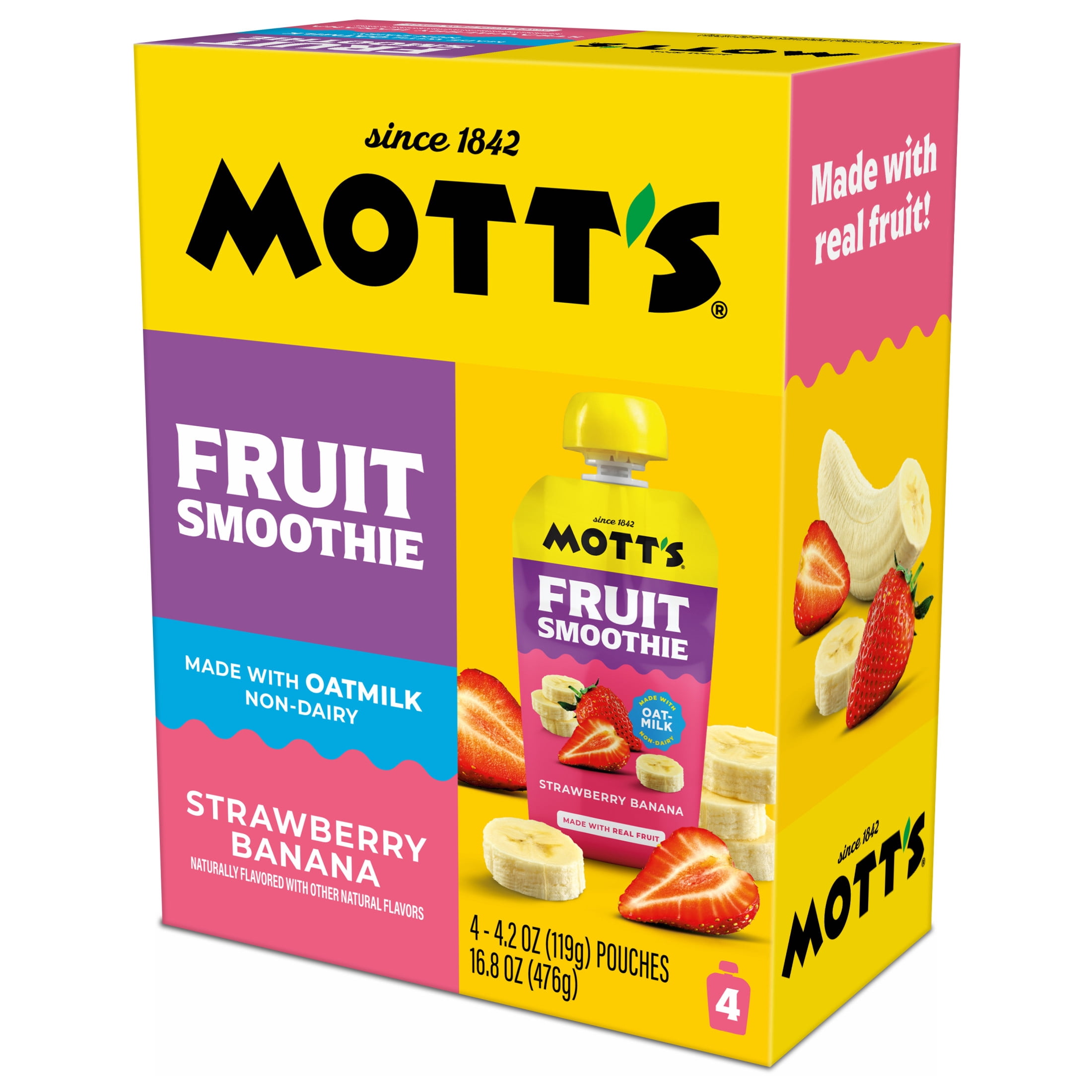 Mott’s Fruit Smoothie Strawberry Banana, 4.2 oz, 4 Pack Pouches