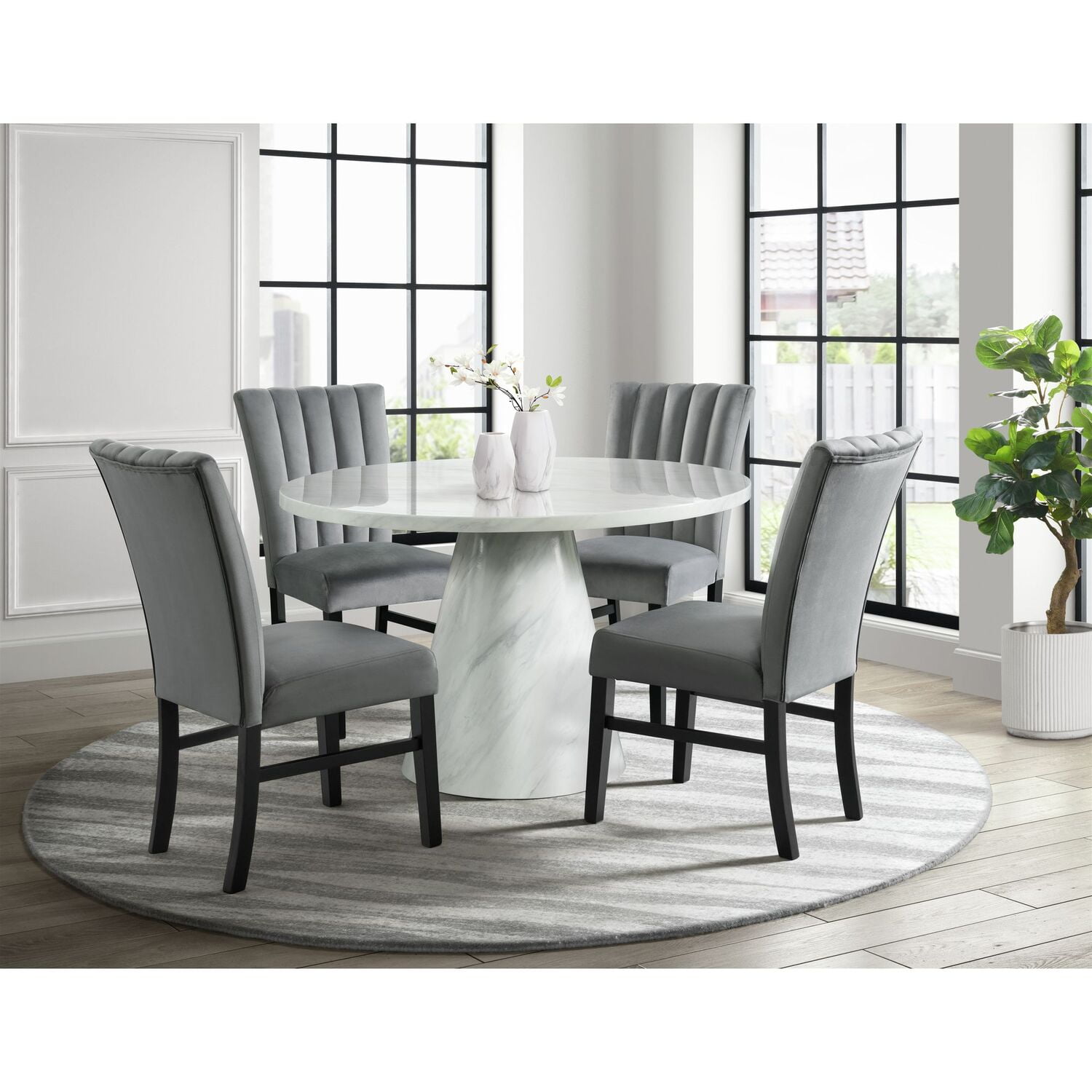 Picket House Furnishings Stanford 7PC Dining Set Round Table 6 Kitchen Chairs Walmart