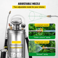 thumbnail image 4 of 2 Gal Stainless Steel Sprayer, 20" Wand & Hose, Hand Pump Garden Sprayer with Pressure Gauge, Adjustable Nozzle for Lawn, Cleaning & Sanitizing, 4 of 7