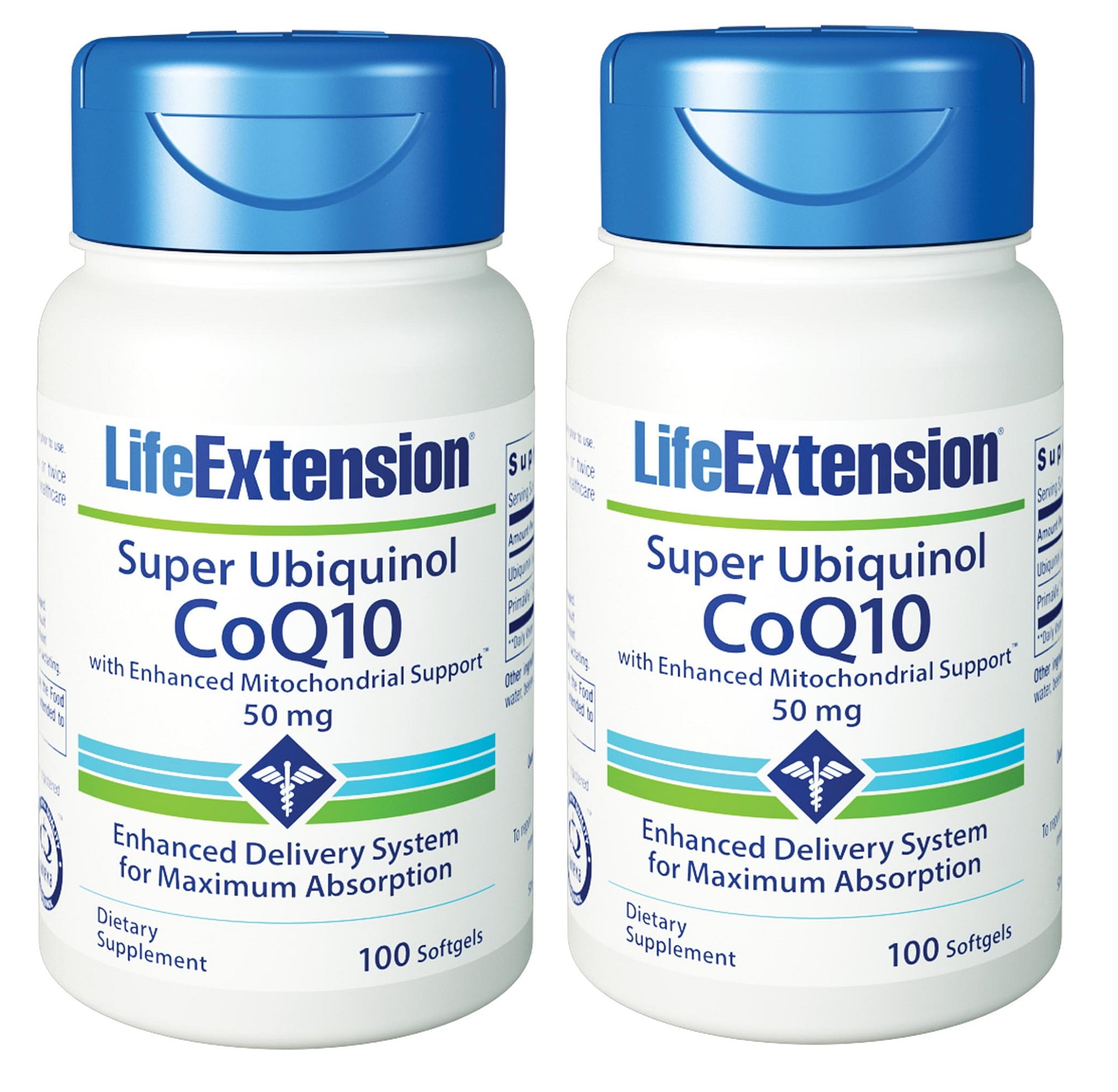 Life Extension Super Ubiquinol CoQ10 w/Mitochondrial Support 50mg 100sg - 2 Pack