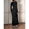 thumbnail image 5 of Women'S Casual Long Sleeve Maxi Dress Spring Fall Square Neck Soft Lounge Long Bodycon Dress Black XL, 5 of 8