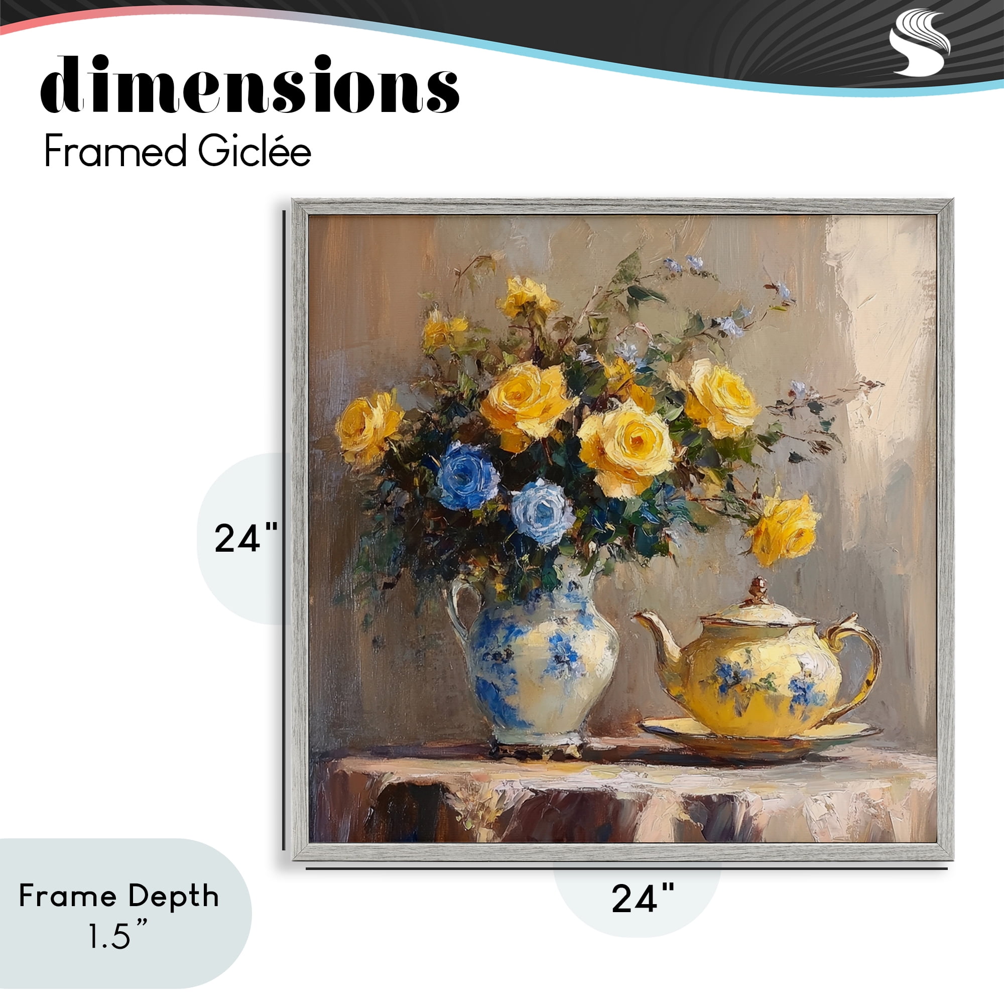 Stupell Industries Tea Time Blue & Yellow Bouquet Gray Framed Giclee Art, design by Petal Prints Design