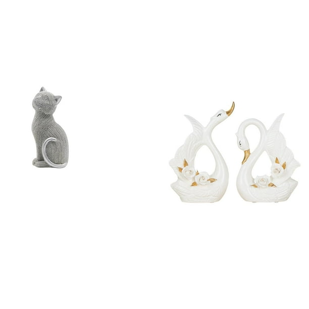 Figura de escritorio,Estatua de gato,linda estantería,escritorio,decoración del hogar,Estatuas de cisnes,Estatua de cisne de cerámica Escultura de mesa de cisne Elegante,Figura de cisne de