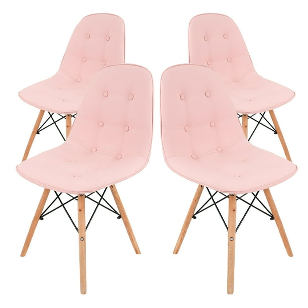 Juego de Sillas Estilo Eames de Botones Mirel Rosa