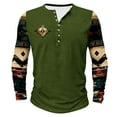 thumbnail image 2 of Goodtrade8 Plus Size Tops for Men Casual Plus Size Button Green Printed Long Sleeve Crew Neck Winter Shirts for Men, 2 of 4