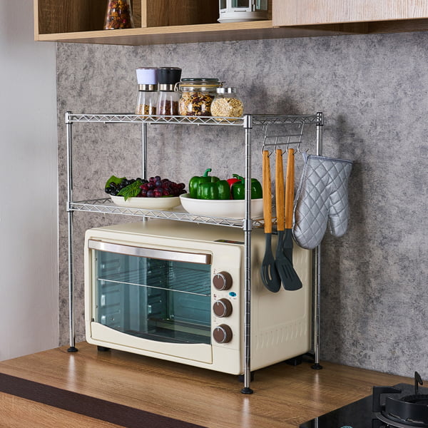 Farios Wooden Microwave Oven Rack, 2-Tier Kitchen