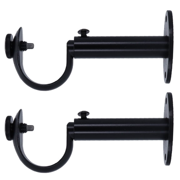 MERIVILLE Set of 2 Black Zinc Curtain Drapery Rod Bracket for 1 1/4" Rod, Adjustable
