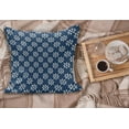thumbnail image 2 of Indigo Fluffy Throw Pillow Cushion Cover, Greek House Tile Inspired Image Spring Daisy Like Floral Details, Decorative Square Accent Pillow Case, 26" x 26", Navy Blue and White, by Ambesonne, 2 of 5