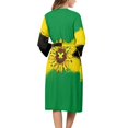 thumbnail image 2 of Yuyamidu Jamaican Flag Mid Length Bathrobe for Women Towel Robe with Waist Belt Sunflower 3/4 Sleeve Robes Size S Female Sleepwear Ladies Loungewear Long Elegant Night Robes, 2 of 7