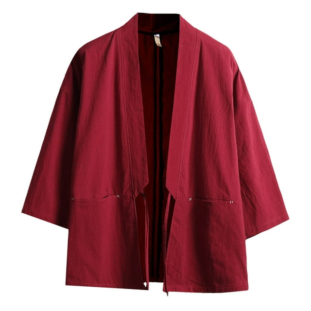 Cárdigan estilo Tang para hombre - Camisa informal de primavera/otoño, color liso, ideal para el día a día/citas, tallas L-XXXXXL (busto/manga/largo)