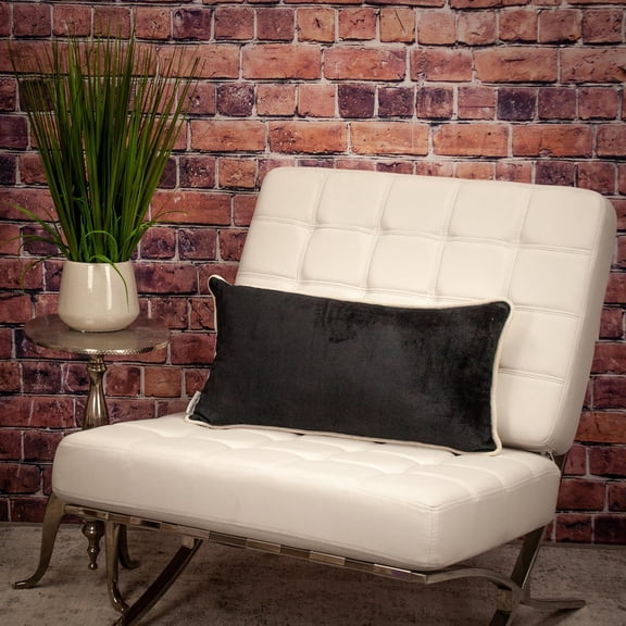 Nassau Collection Tuffed Velvet Woven Reversible Square Throw Pillow - 24" - Black