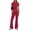Wine, variant on Womens Elegant Solid Color Sport Shirt Tops Wide Leg Pants Trousers Suit Drum Suit Womens Snowmobile Pants Juniors Pant Suit Minimal Jumpsuit Dressy Pantsuits for Women Insulated Bib Overalls for